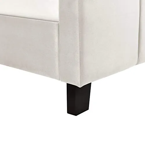 Lemon Tree Furniture Queen Size Bed for Bedroom|Upholstered Queen Size Bed for Home|Low Profile Upholstered Platform Bed | (Ivory, Engineered Wood)