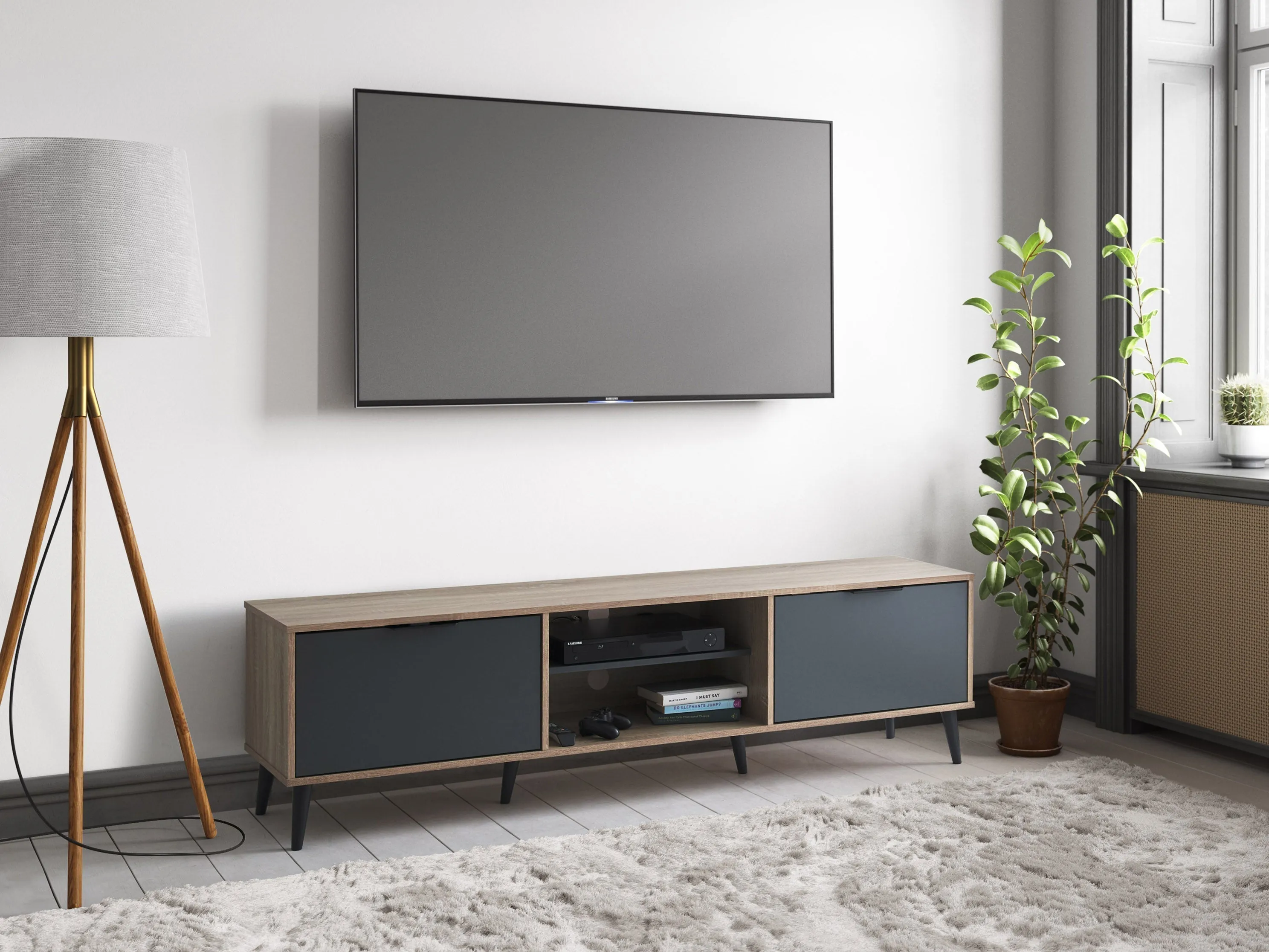 Light Wood TV Bench for TVs up to 85"