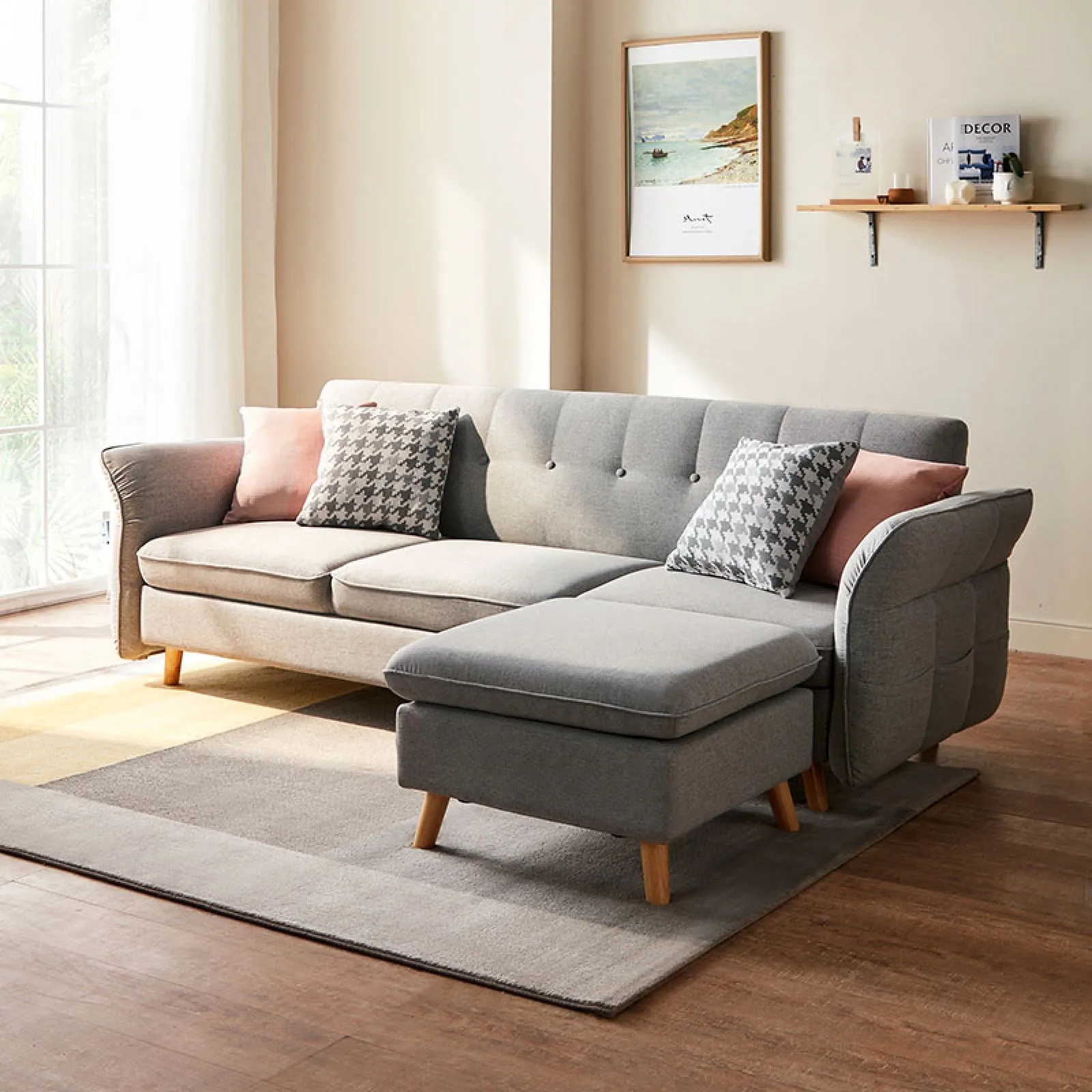 LILA Grey Sectional Sofa Bed