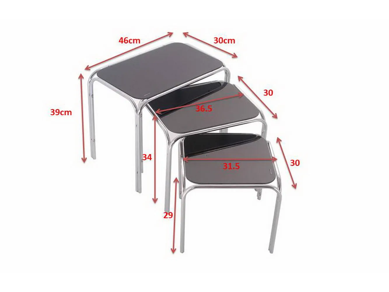 Lisbon Nesting Tables/Side End Tables-Black