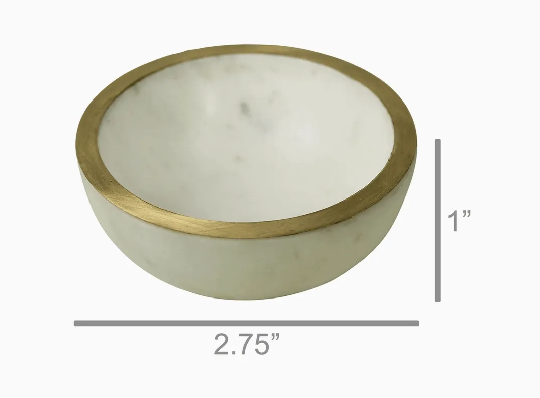 Loren Marble Bowl with Brass Edge - Small