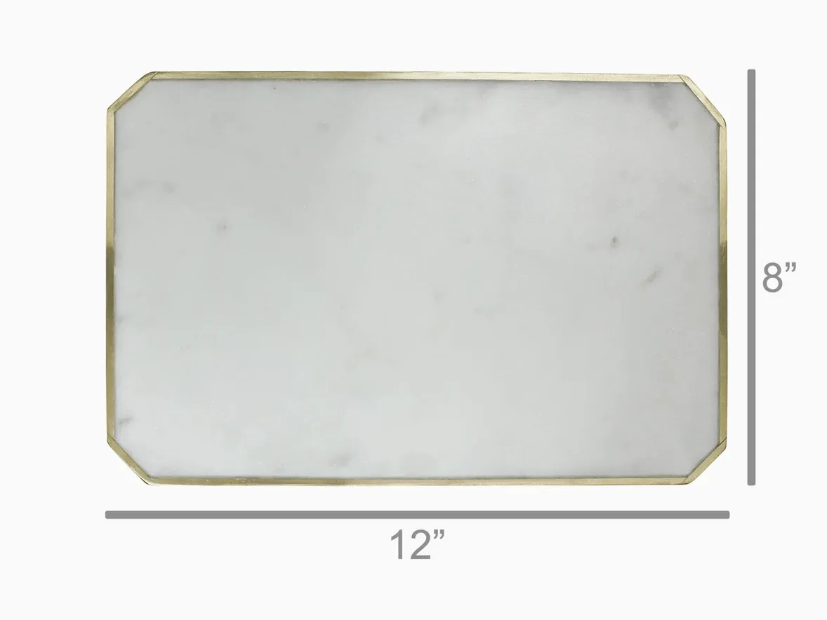Loren Platter with Brass Edge - Marble
