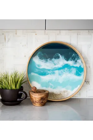 Lynnie Round Bamboo Serving Tray - Ocean Vibes