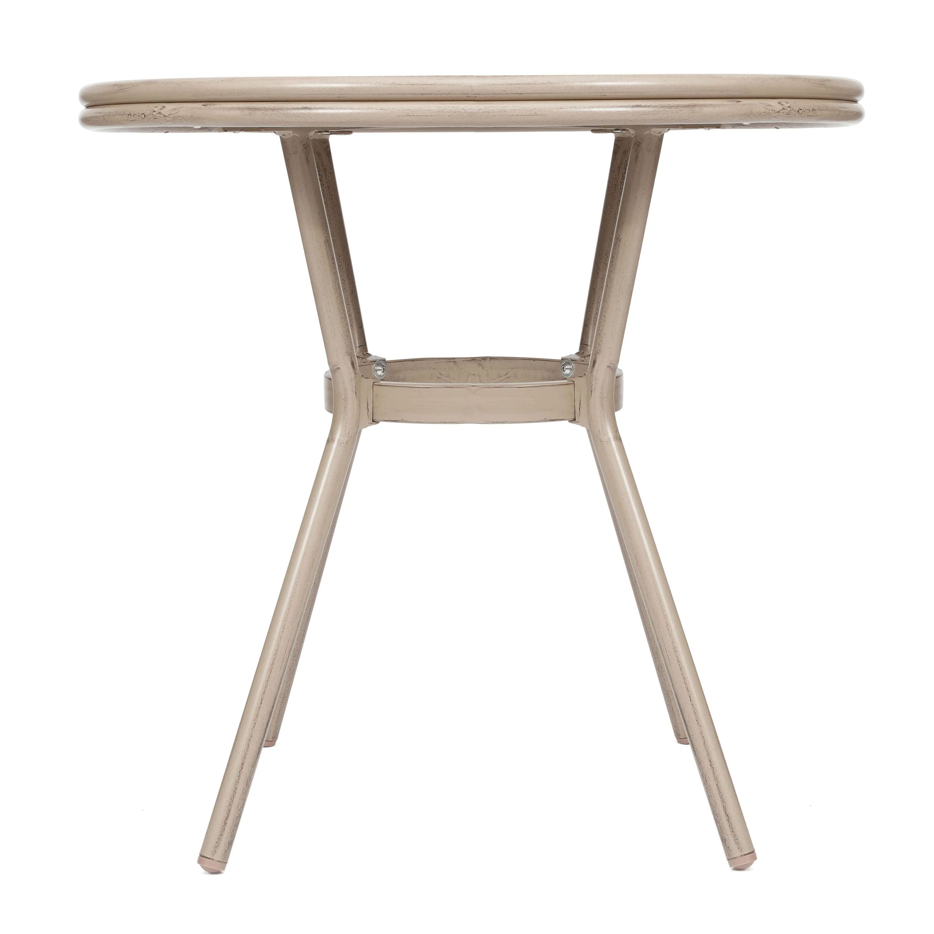 Marseille Indoor/Outdoor Commercial Bistro 31.5" Table, Textilene, Glass Top, Bamboo Print Aluminum Frame