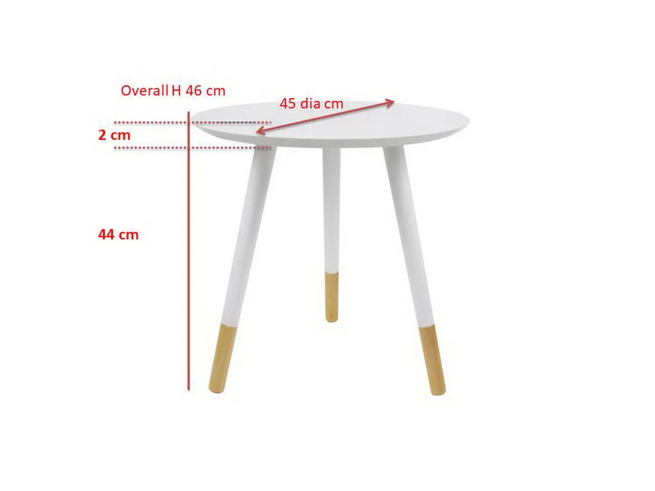 Martini Tray Style Round Side/End/Lamp Table (45 dia x 46cm H, White)