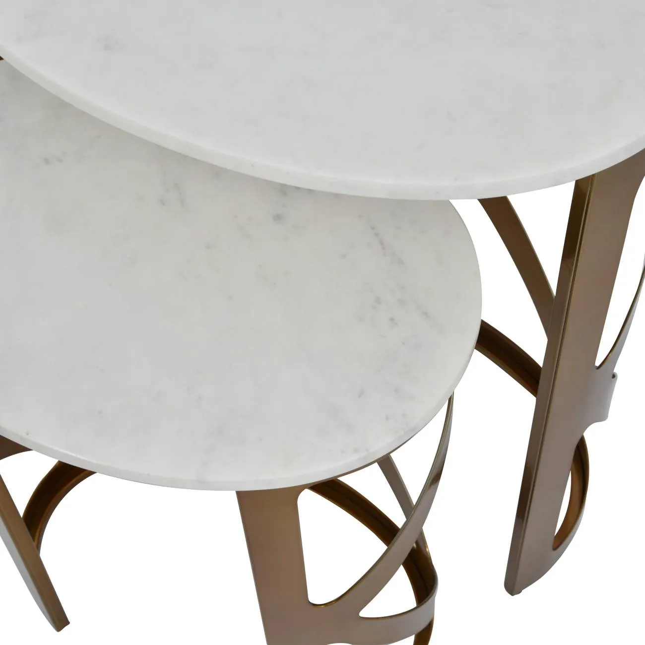 Metropolitan Set Of 2 Side Tables With Off White Marble Top