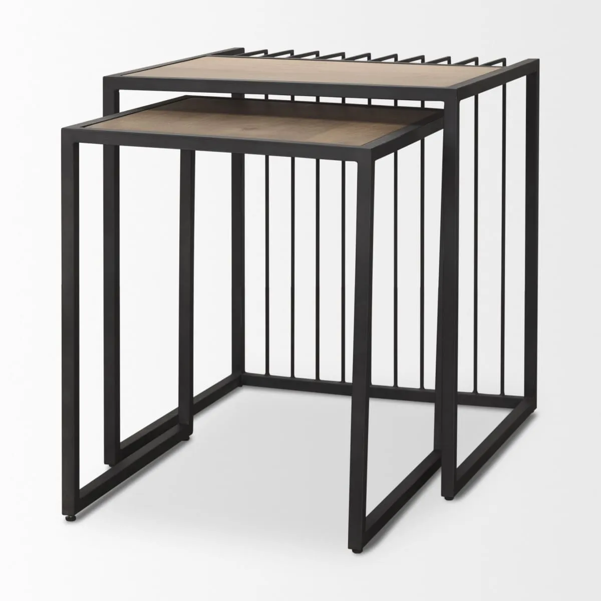 Miles End Side Table Black Metal | Light Brown Wood