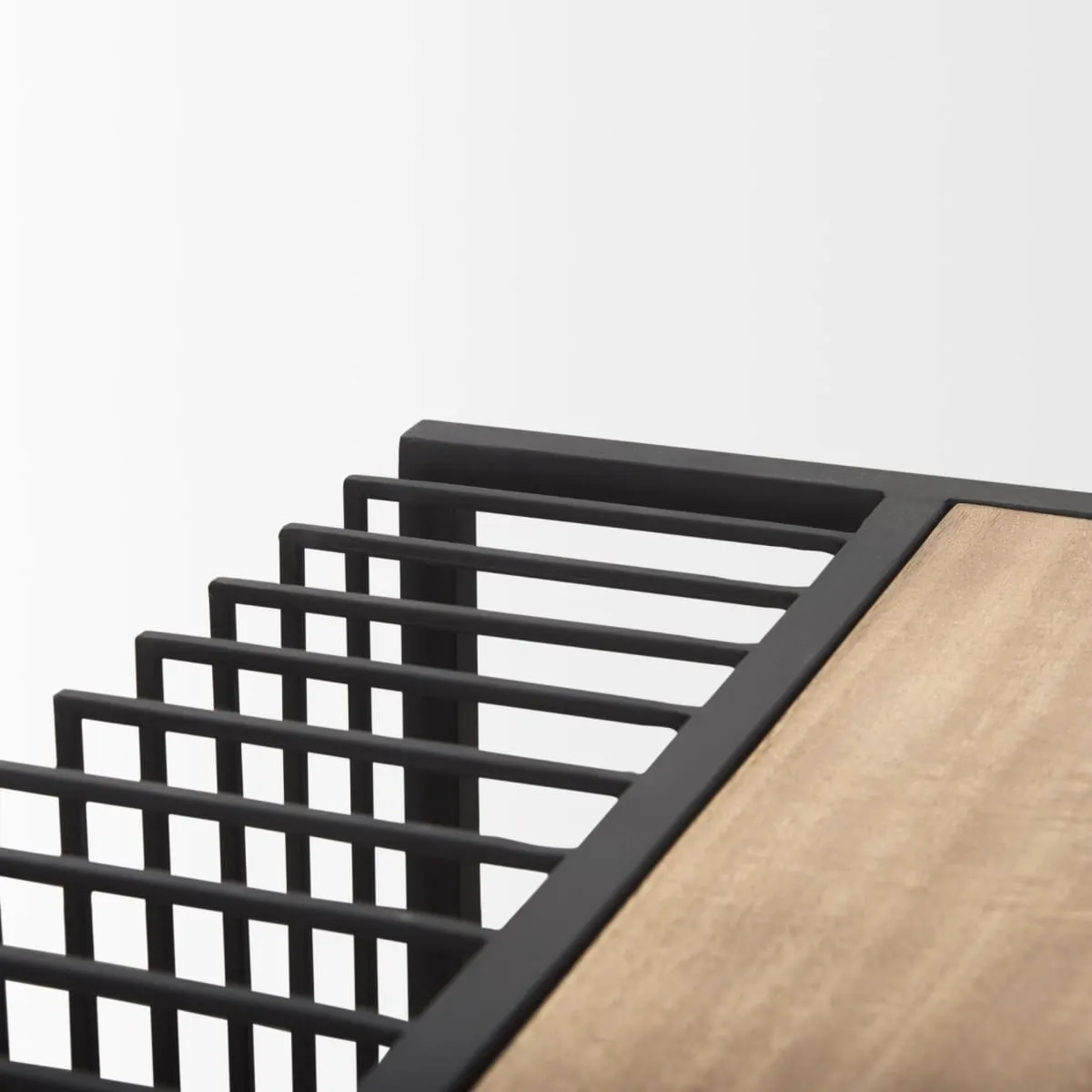 Miles End Side Table Black Metal | Light Brown Wood