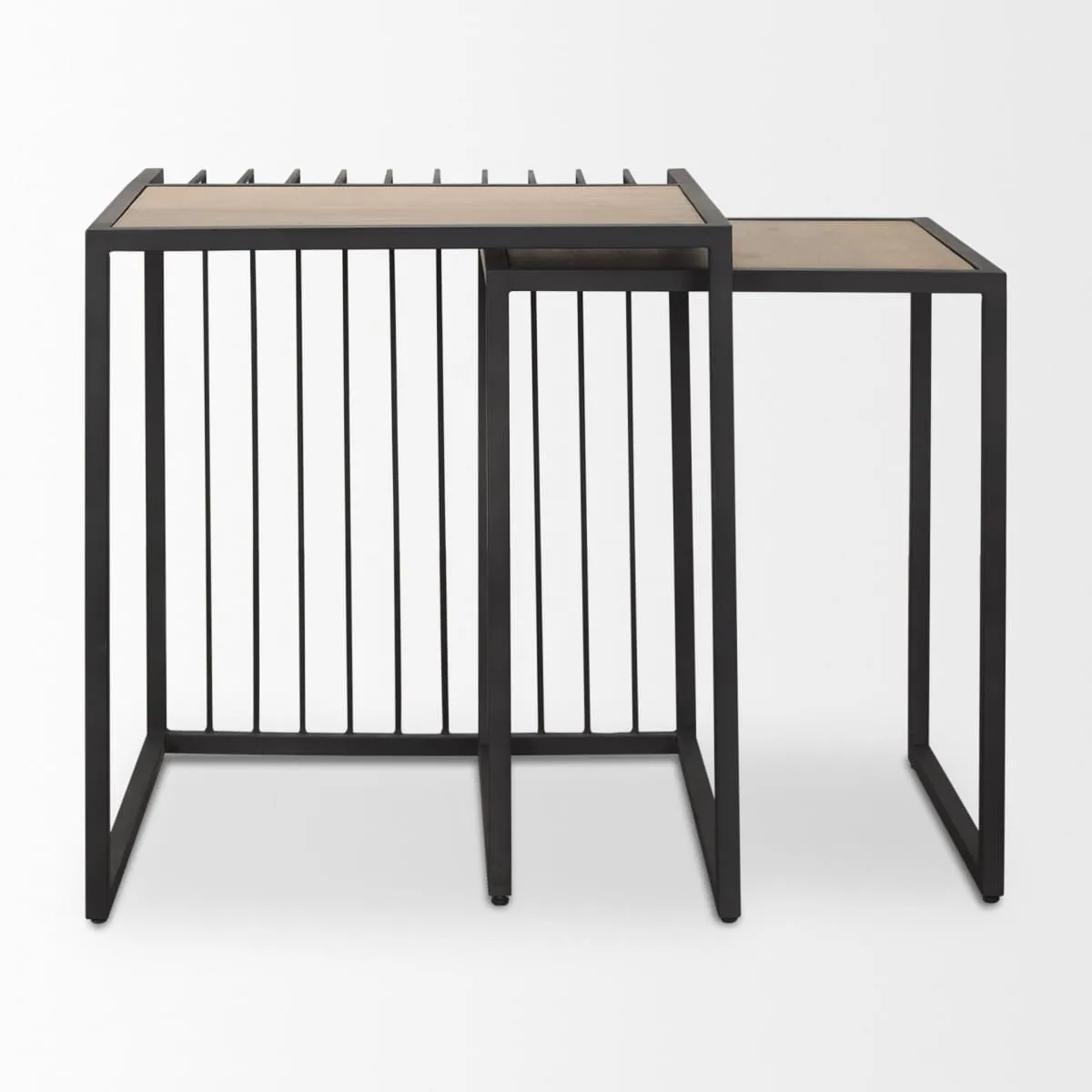 Miles End Side Table Black Metal | Light Brown Wood