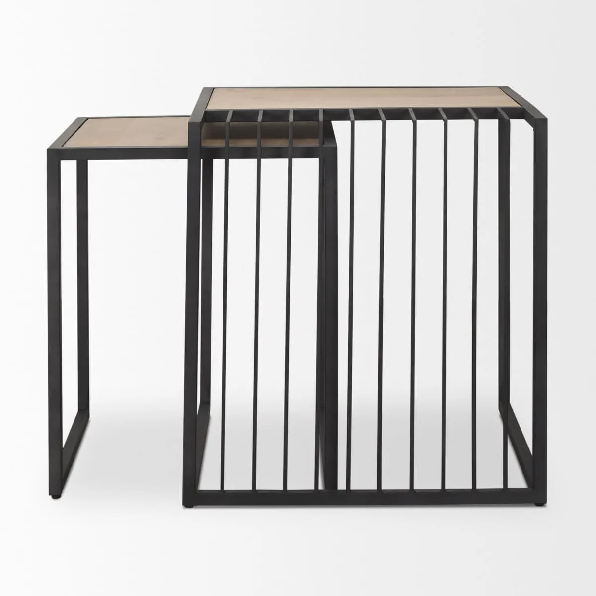 Miles End Side Table Black Metal | Light Brown Wood