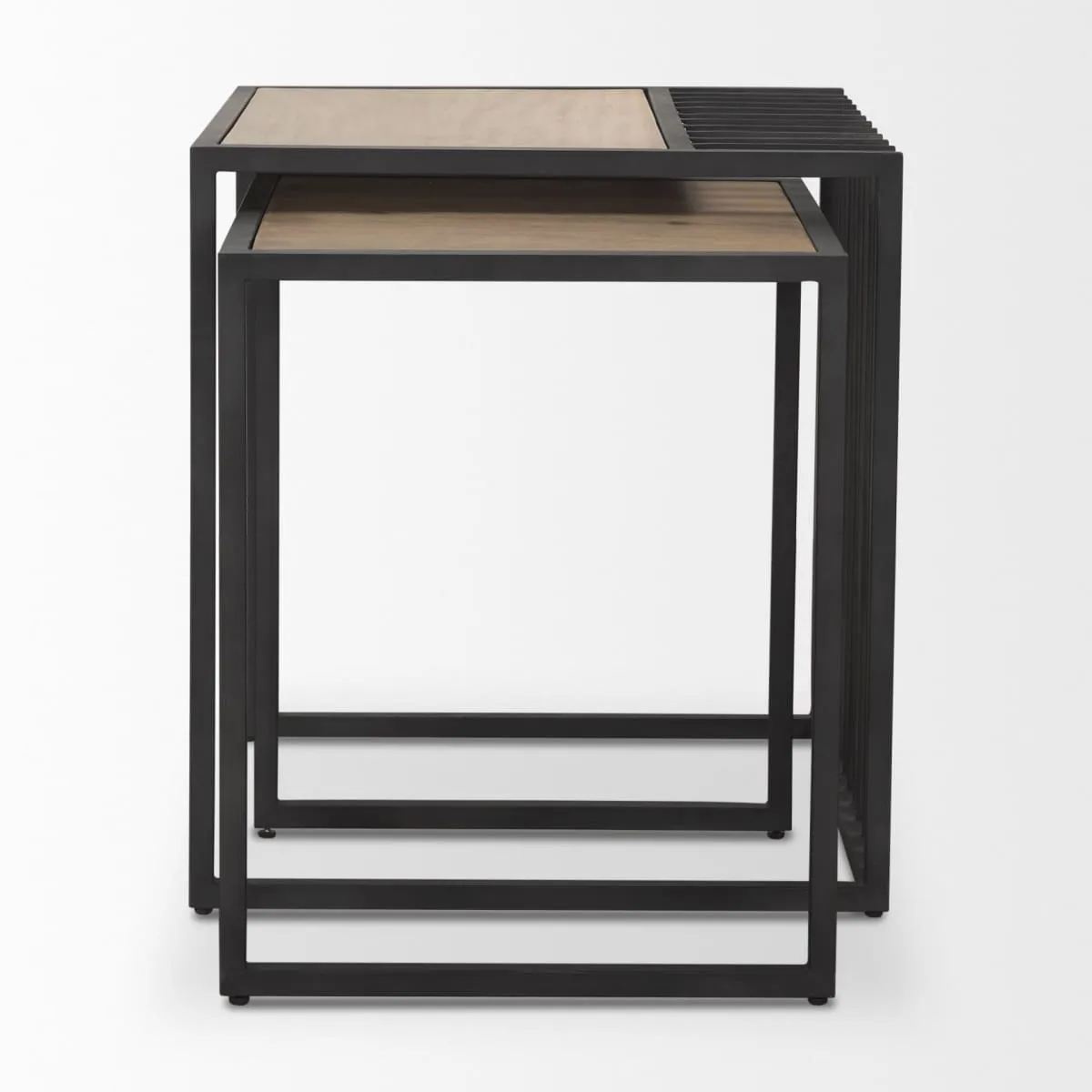Miles End Side Table Black Metal | Light Brown Wood