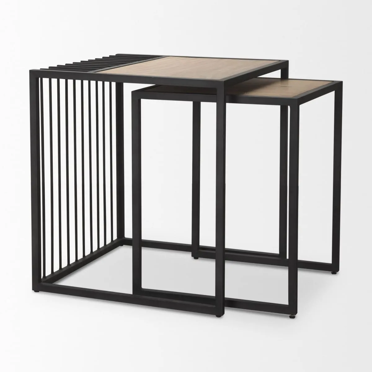 Miles End Side Table Black Metal | Light Brown Wood