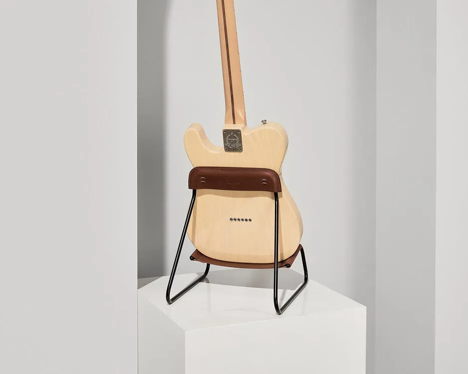 MINIM Sling Guitar Stand Tan Leather/Black Frame