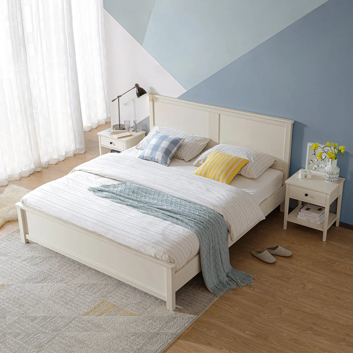Minimalist Cream Bedset with Matress and Headboard