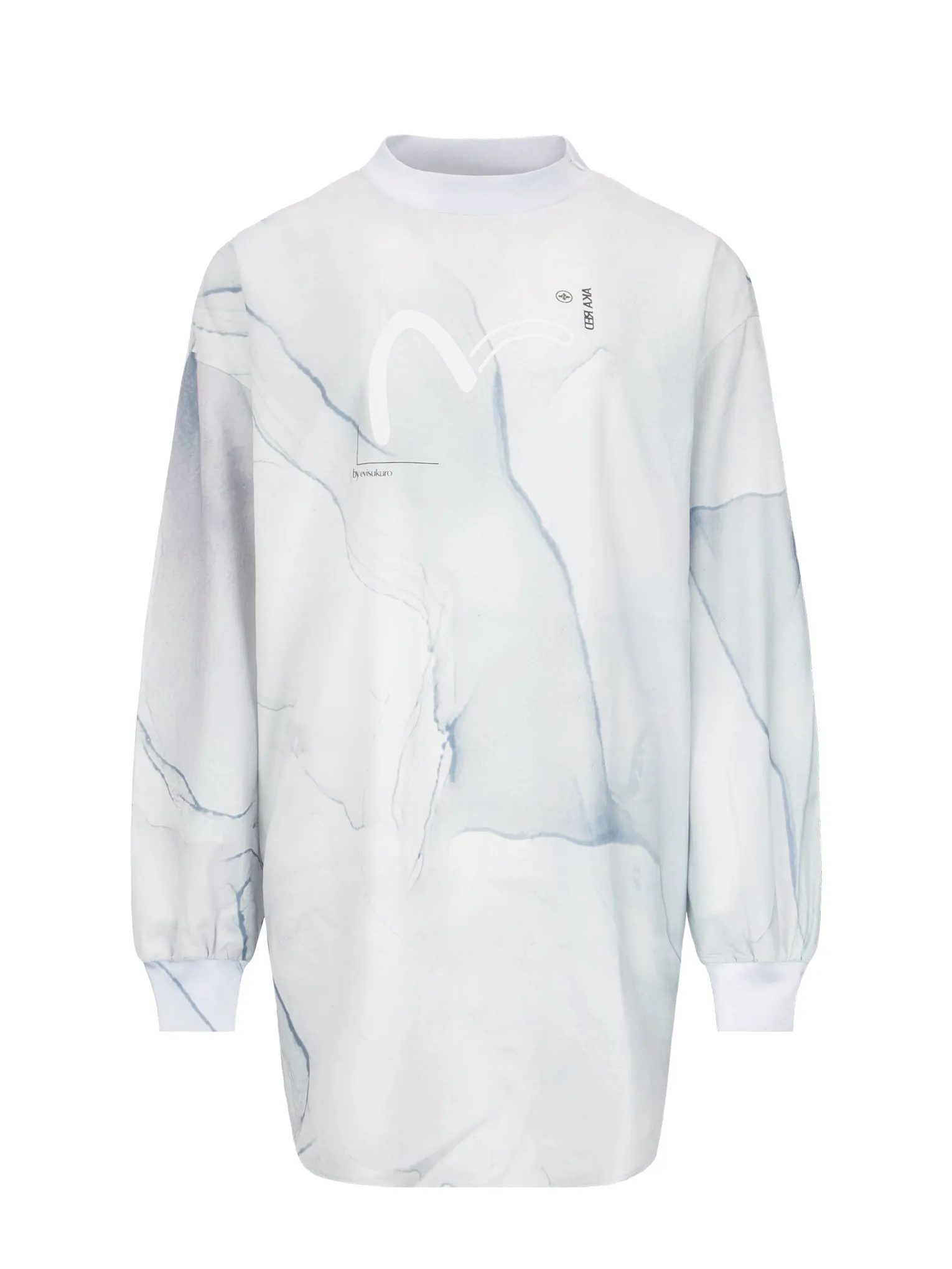 Mock Neck Marble-pattern Print Dress