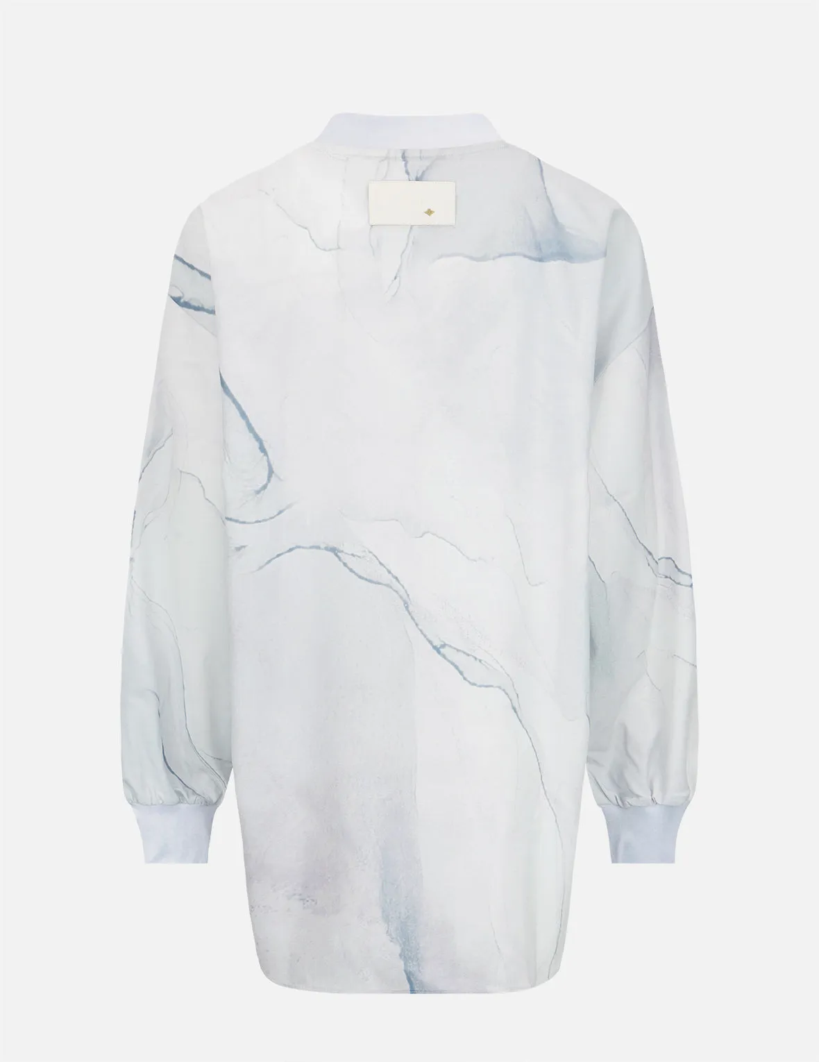 Mock Neck Marble-pattern Print Dress