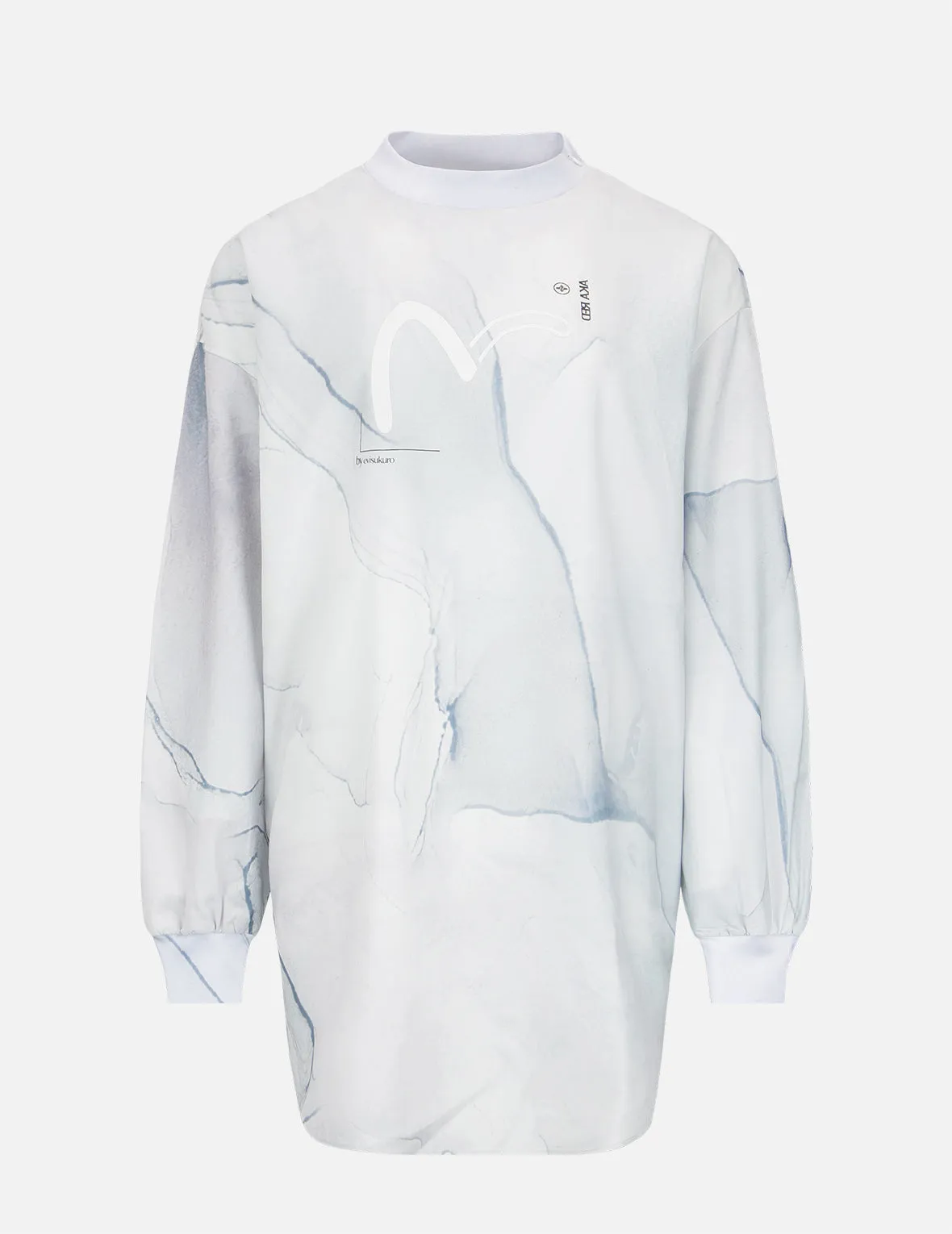 Mock Neck Marble-pattern Print Dress