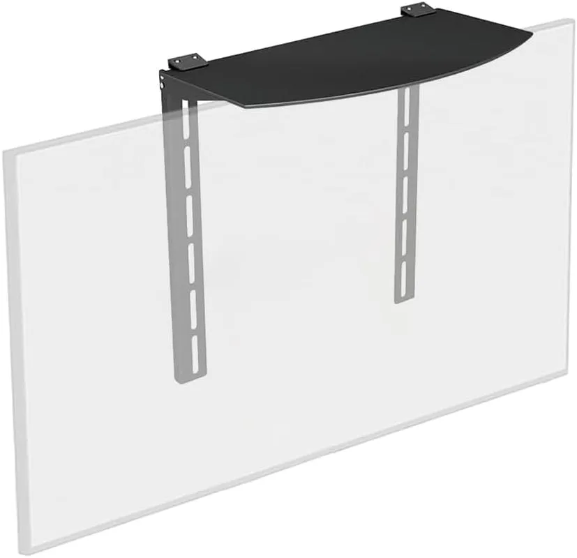 Monoprice TV Mounted Glass Shelf, Allows above or below TV Mounting of Blu-Ray Player, Cable Box, Game Console, Streaming Device, Soundbar, or Center Speaker (Max 22 Lbs, VESA 400X300) Black