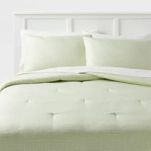 New - Full/Queen Printed Comforter Set Light Green/White - Room Essentials