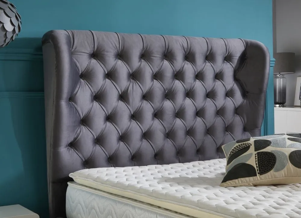 Ollie Grey Fabric Bed - 4ft Small Double