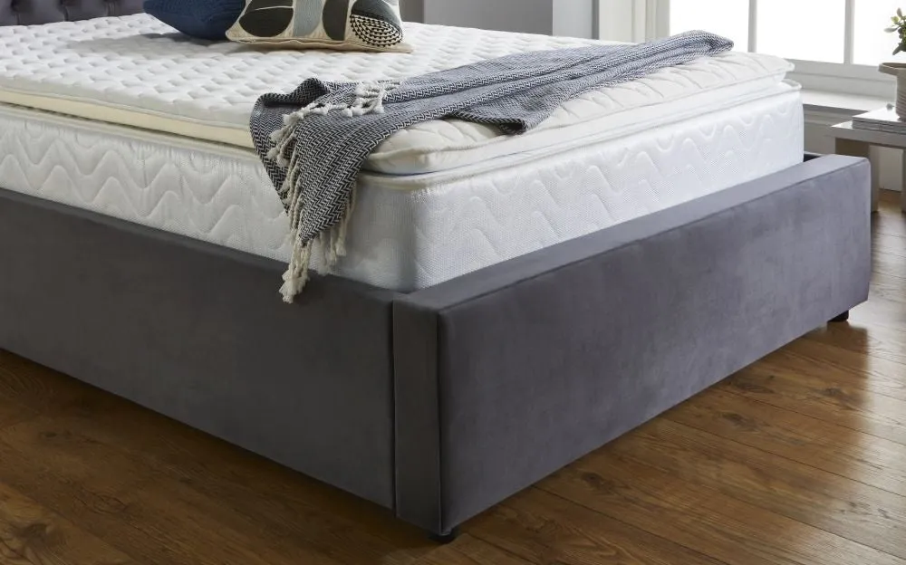 Ollie Grey Fabric Bed - 4ft Small Double