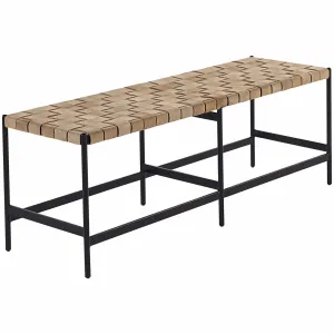 Omari Leather Bench, Light Tan