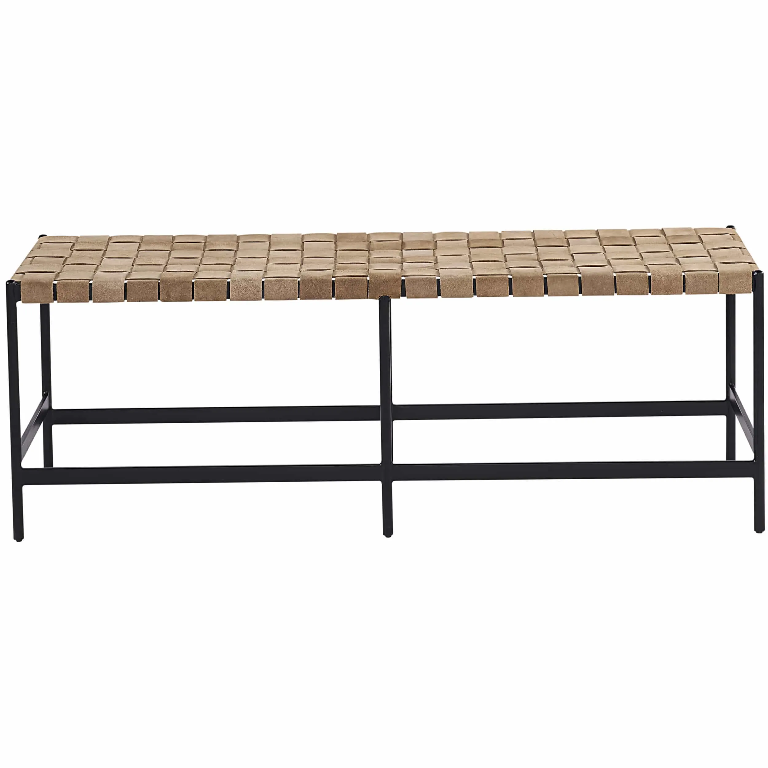 Omari Leather Bench, Light Tan