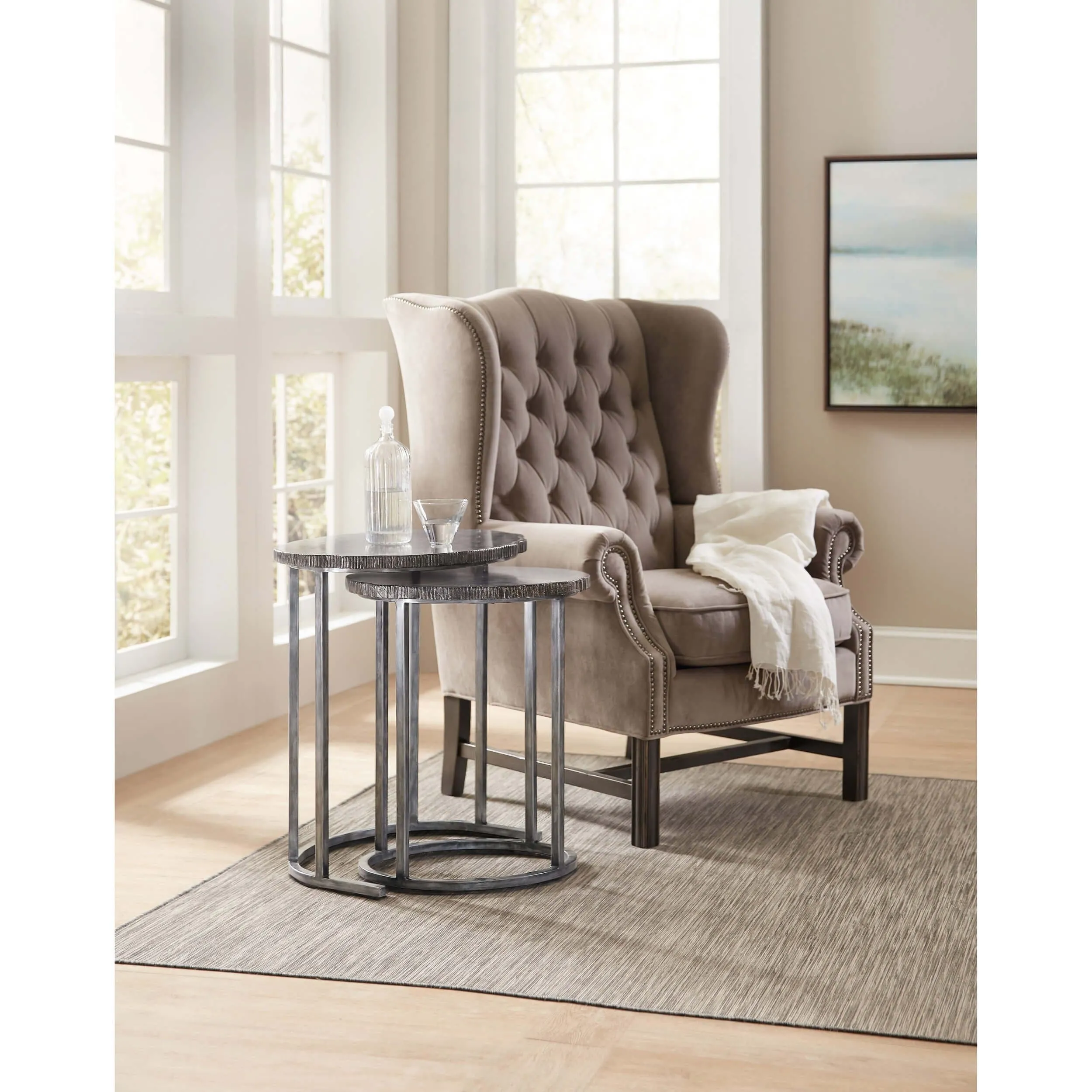Painted Petrified Wood Nesting Tables