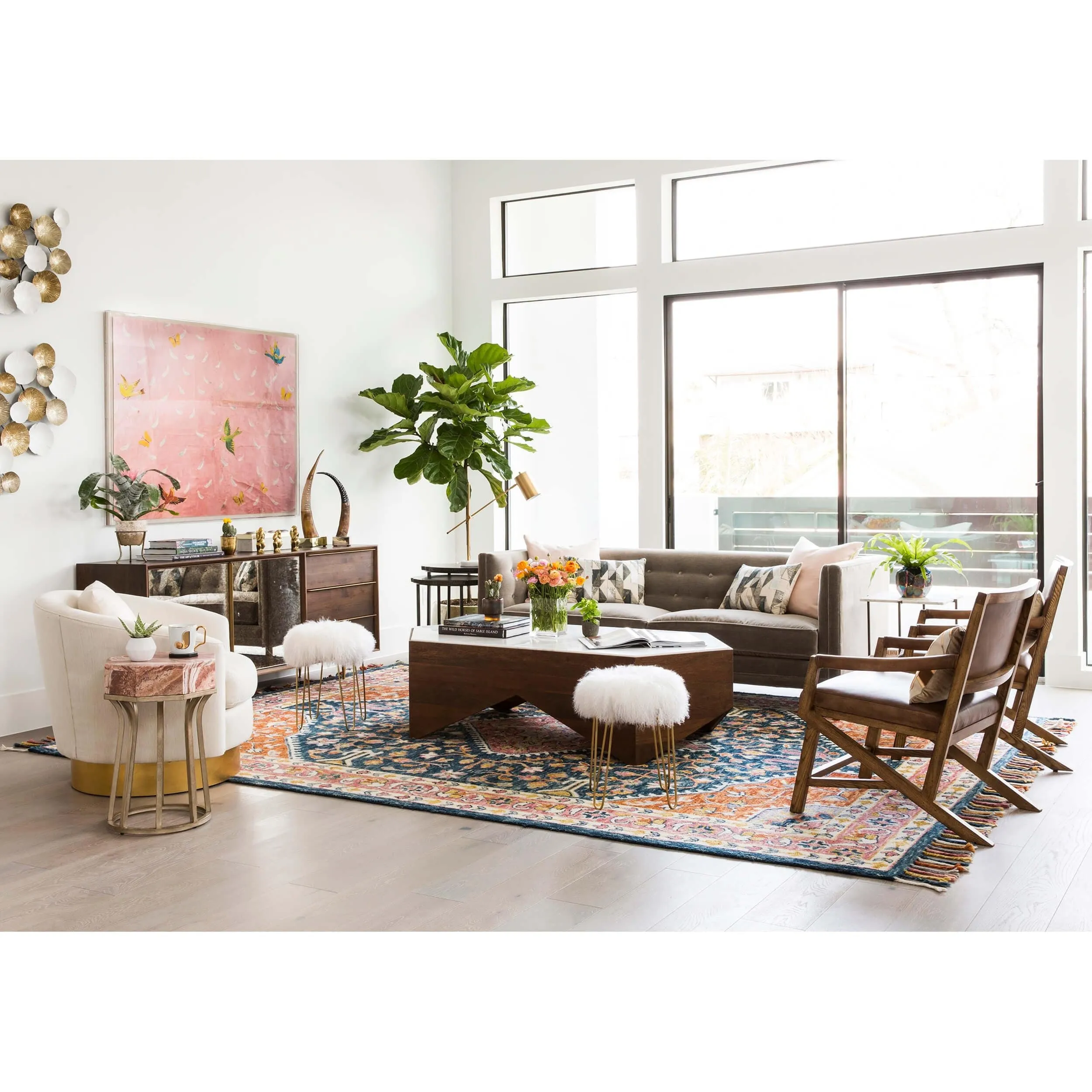 Painted Petrified Wood Nesting Tables