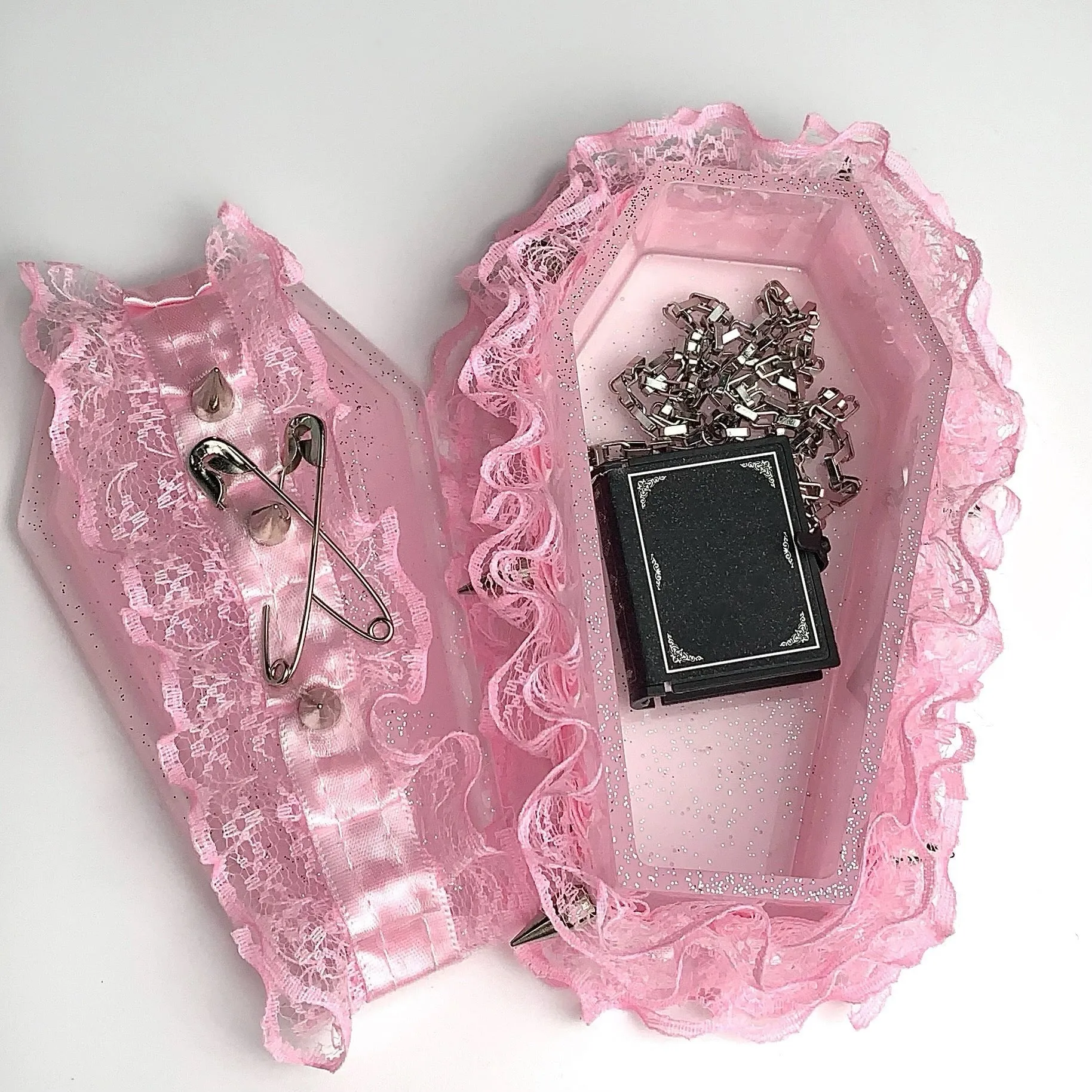 Pink Gothic Grunge Girl Cross Handmade Jewllery Box Pink Version