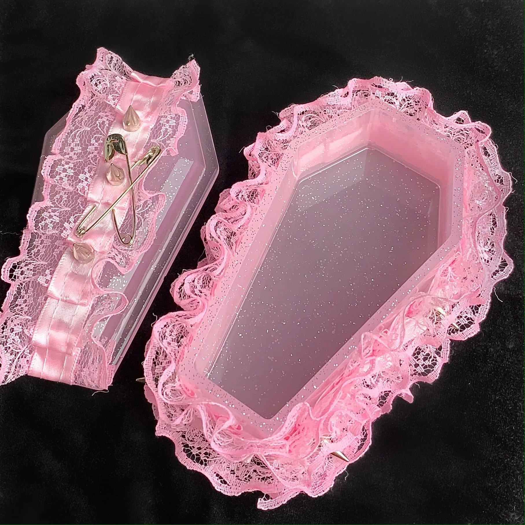 Pink Gothic Grunge Girl Cross Handmade Jewllery Box Pink Version