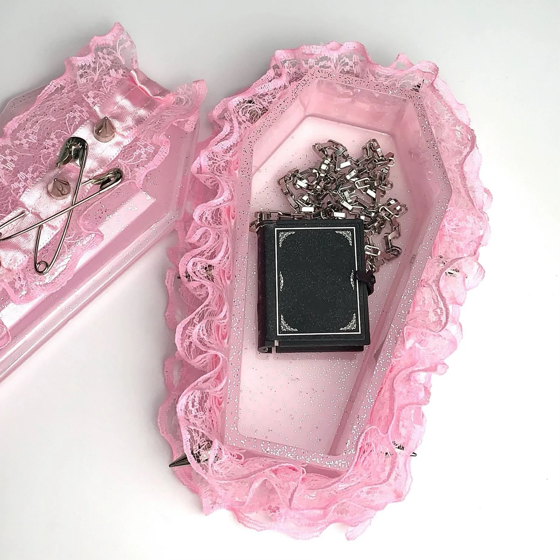 Pink Gothic Grunge Girl Cross Handmade Jewllery Box Pink Version