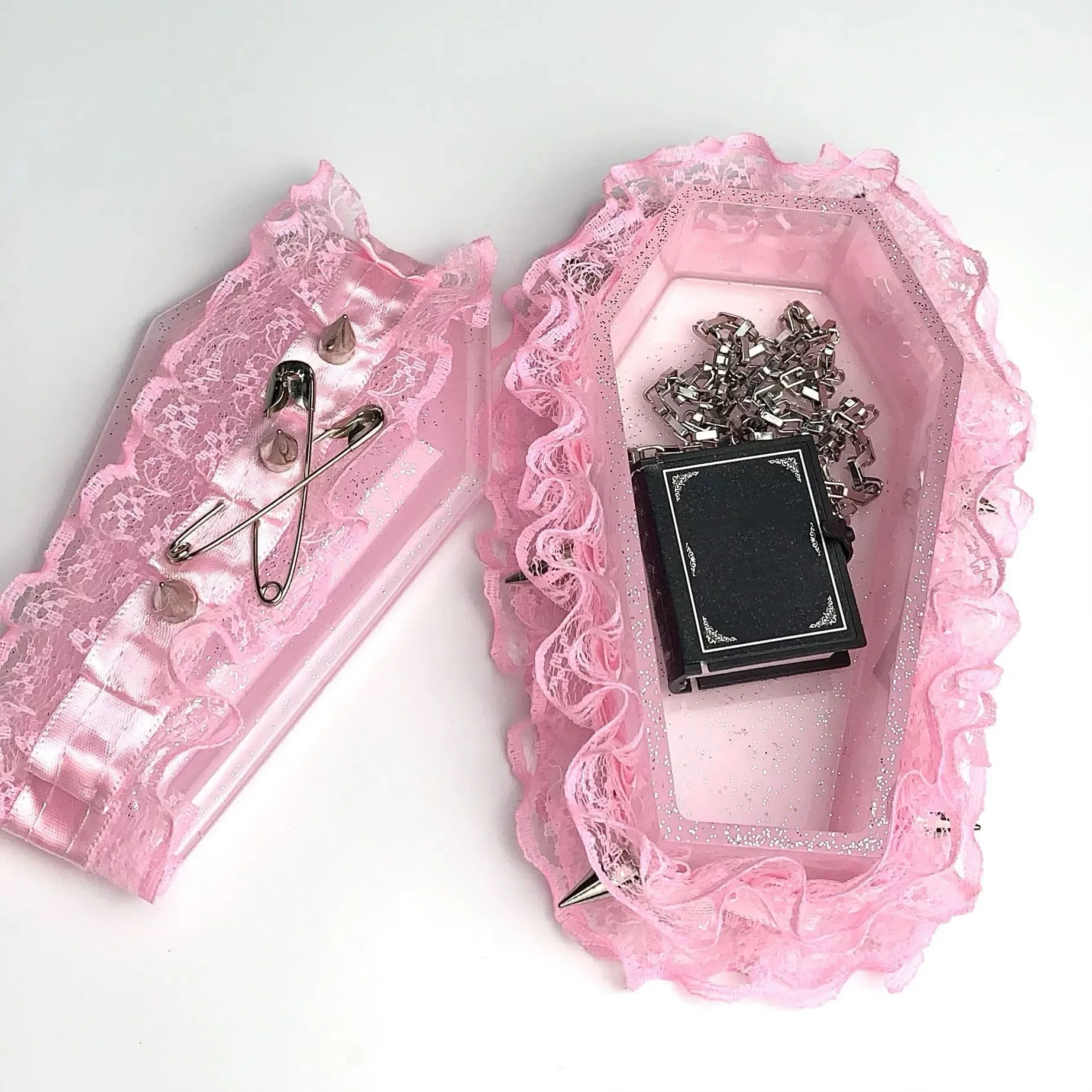 Pink Gothic Grunge Girl Cross Handmade Jewllery Box Pink Version