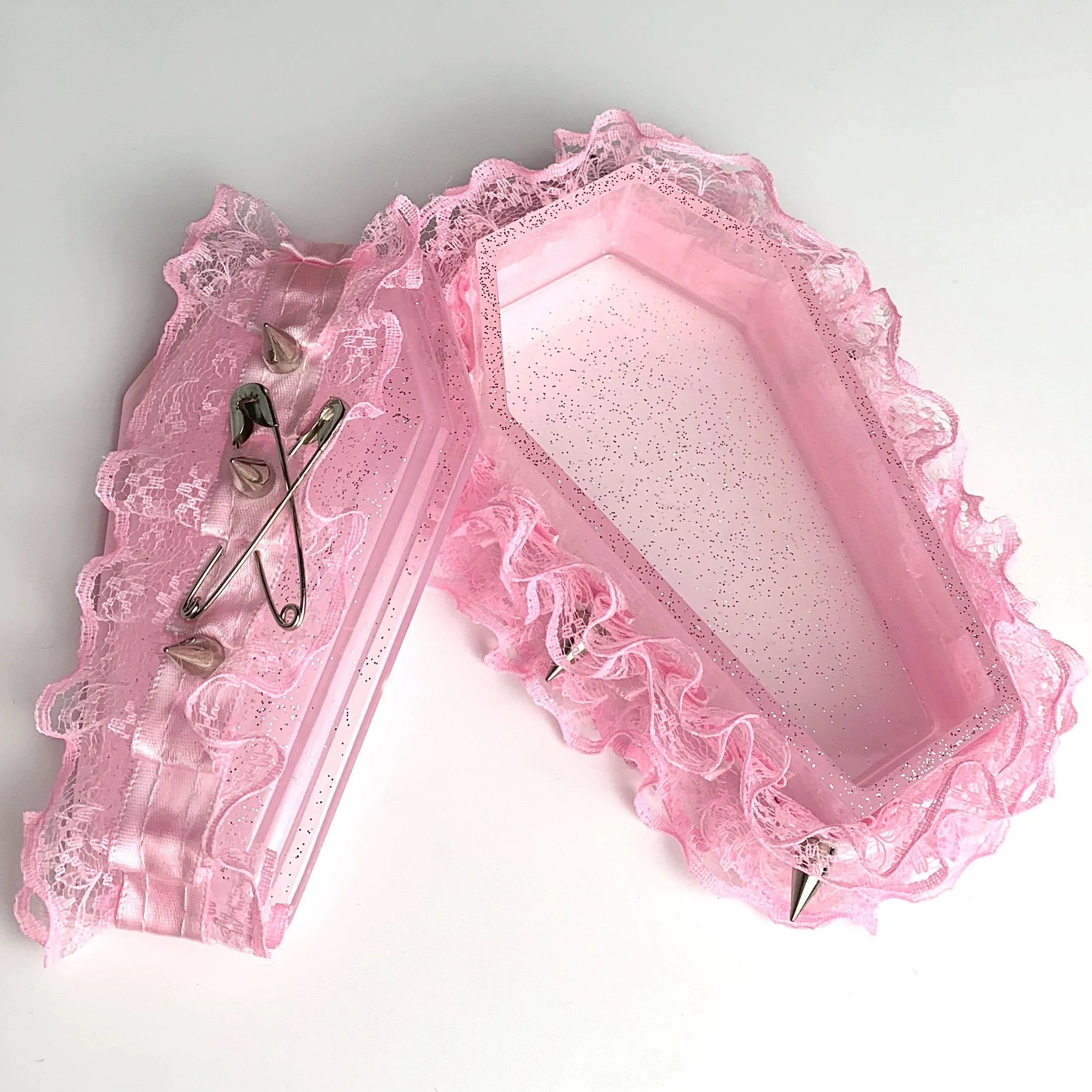 Pink Gothic Grunge Girl Cross Handmade Jewllery Box Pink Version