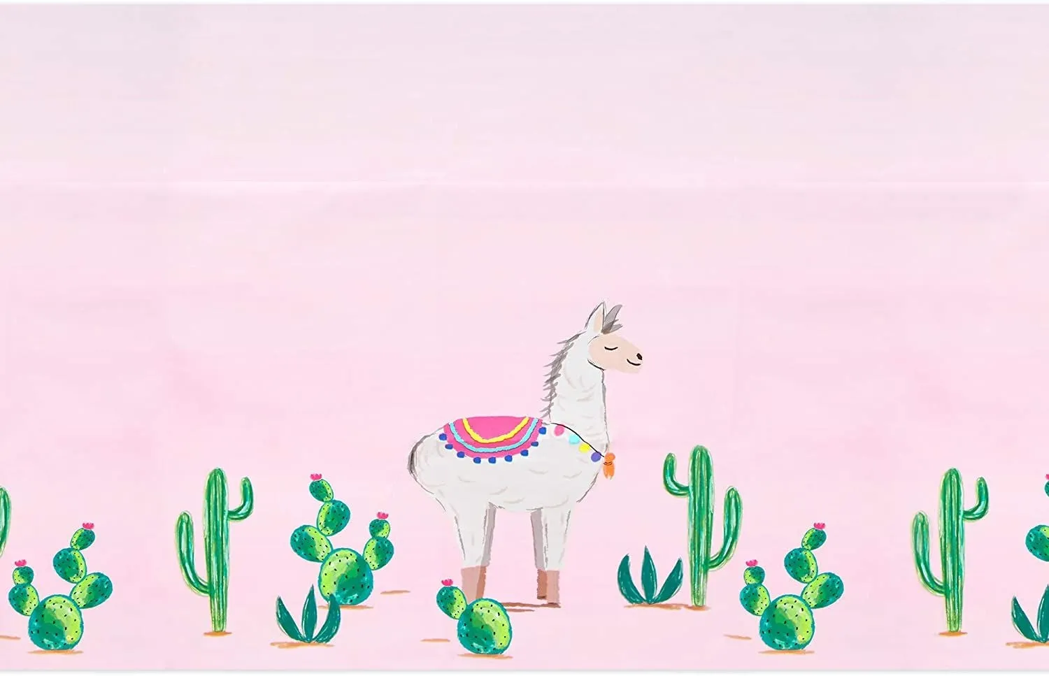 Pink Plastic Tablecloth for Llama Birthday Party (54 x 108 in, 3 Pack)