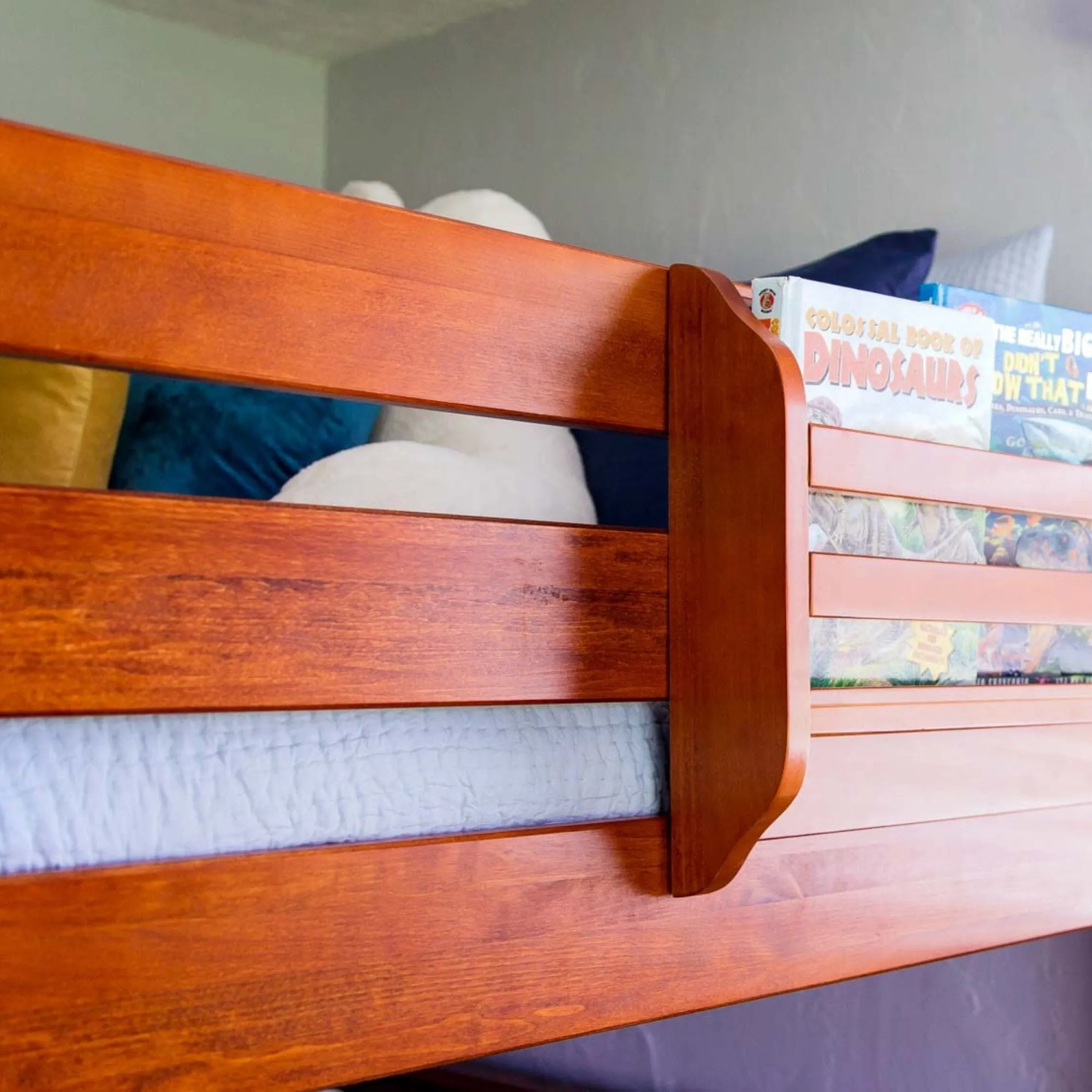 Queen High Bunk Bed with Straight Ladder on End