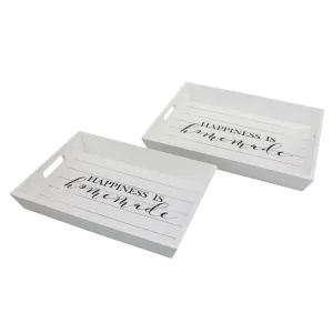 "Happiness is Homemade" White Wood Serving Trays (Set of 2) (WS)