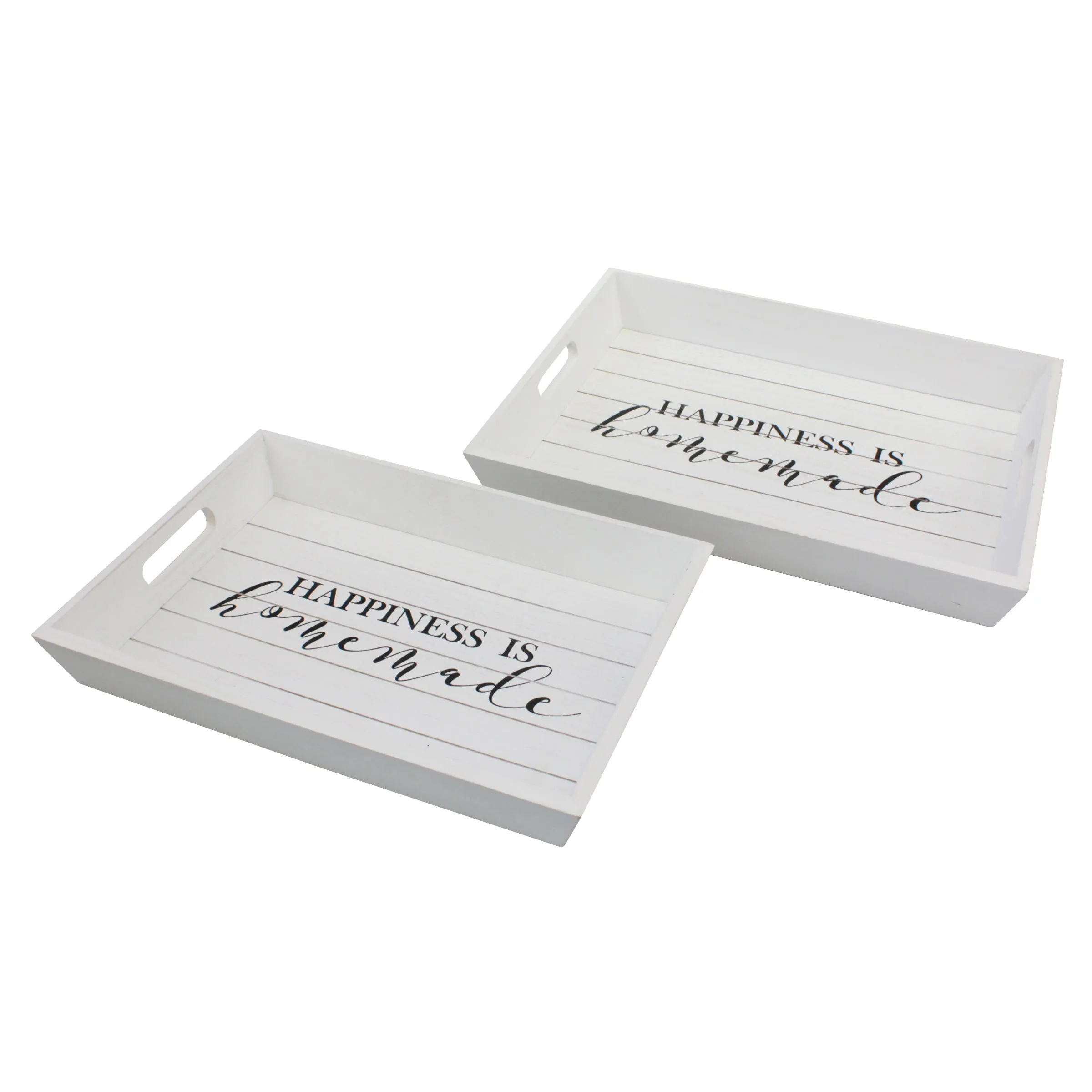 "Happiness is Homemade" White Wood Serving Trays (Set of 2) (WS)