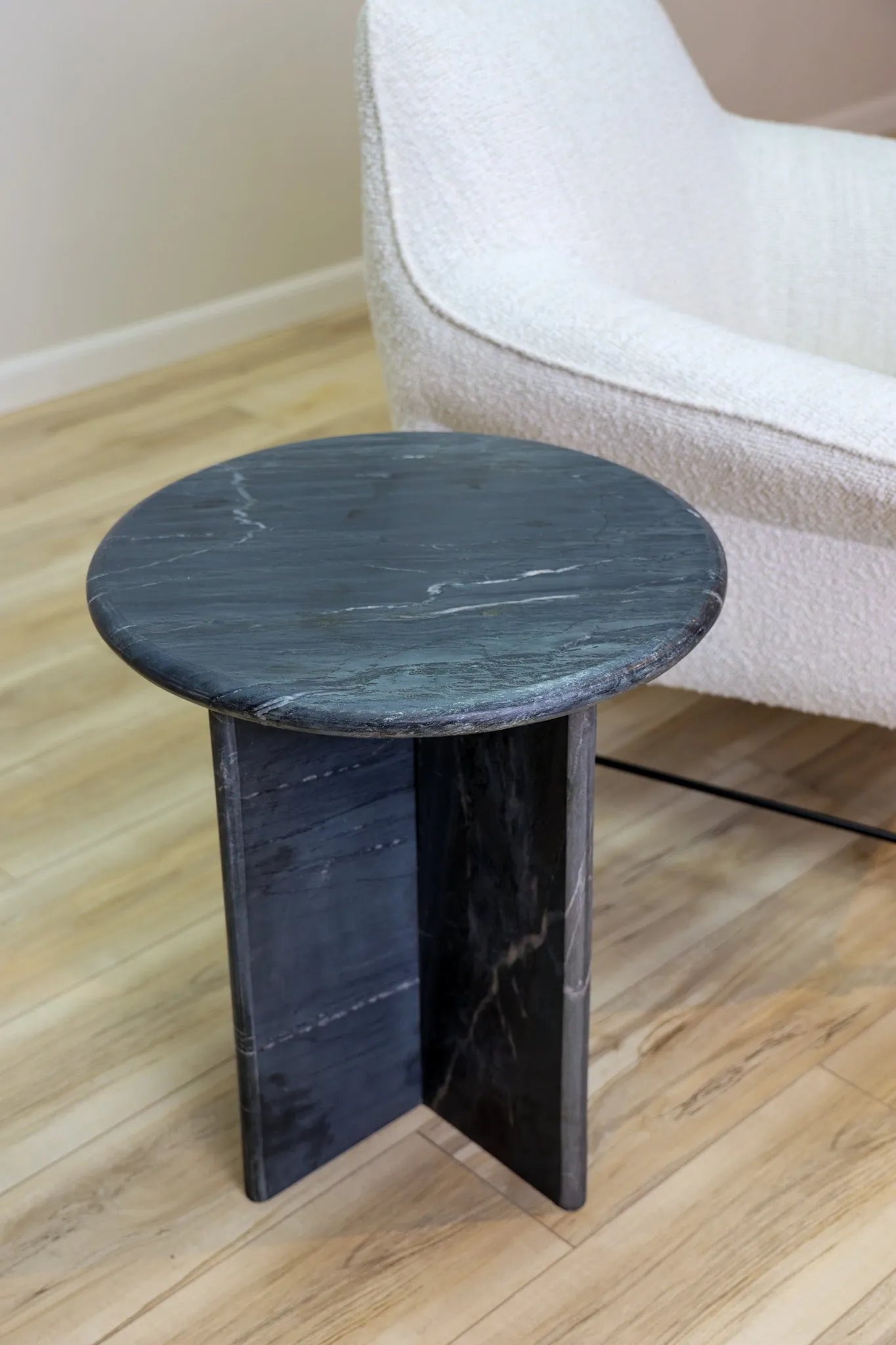 Raven Black Marble Accent Table