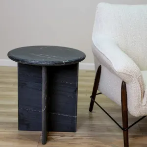 Raven Black Marble Accent Table