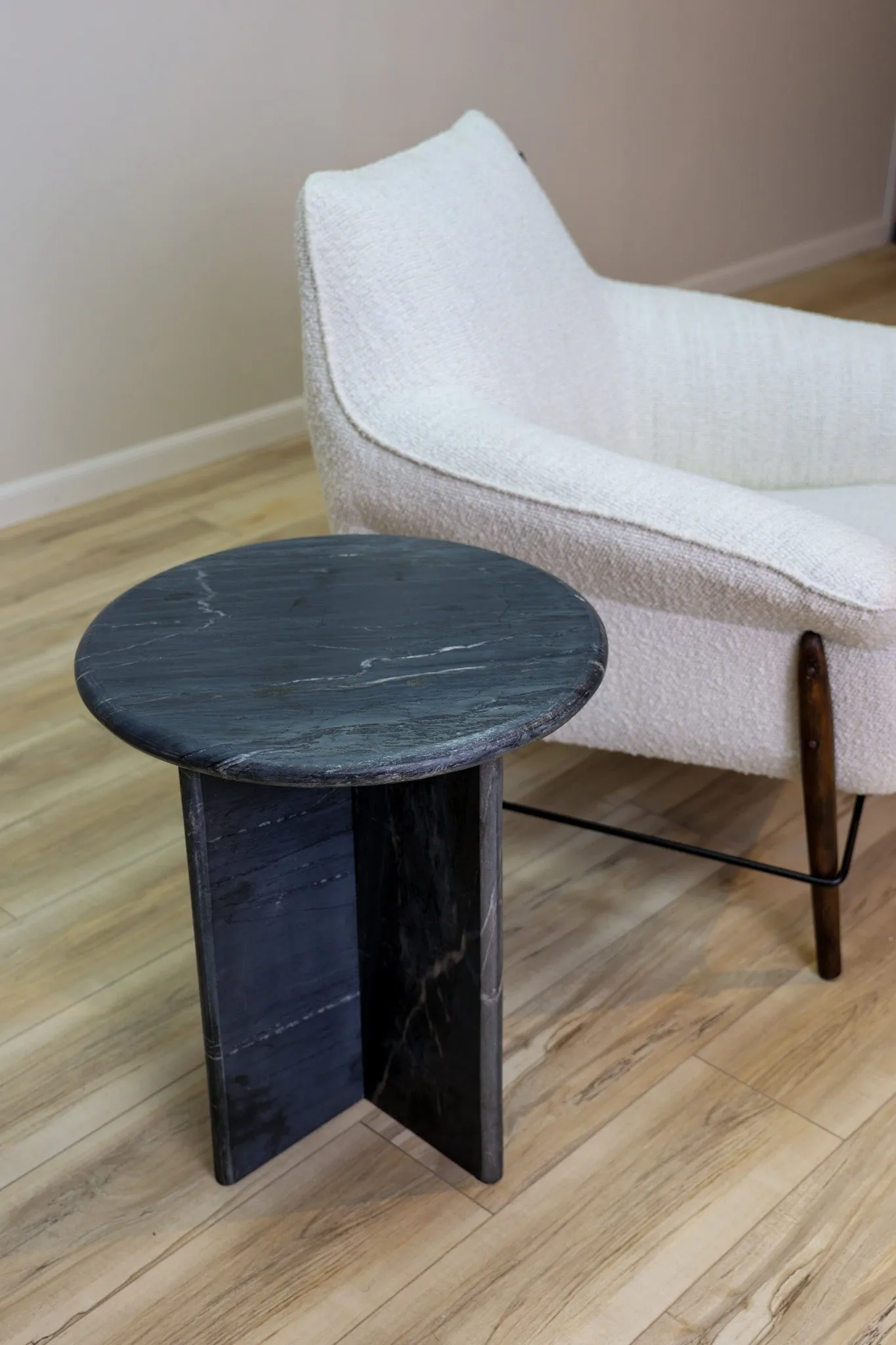 Raven Black Marble Accent Table