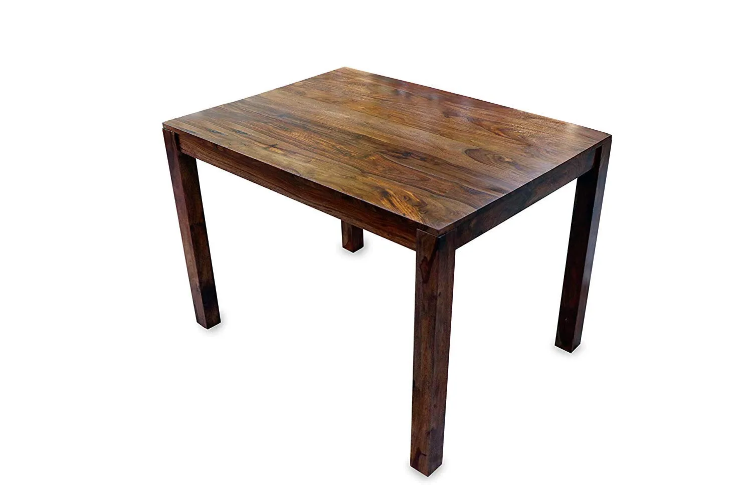 RSFURNITURE Solid Sheesham Wood Square Dining Table 4 Seater | Four Seater Dinning Table with 4 Cushioned Chairs for Home | Natural Brown Finish