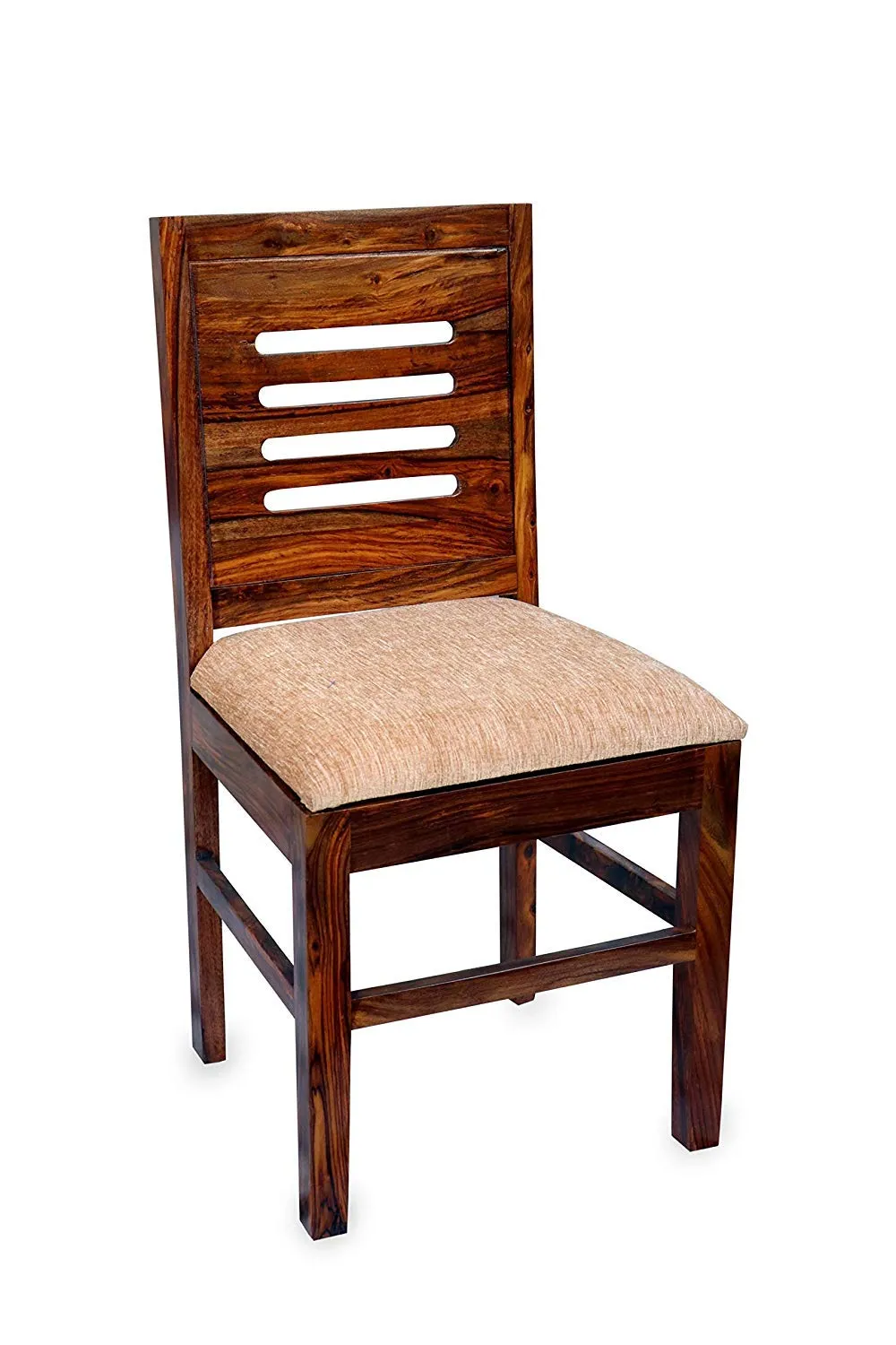 RSFURNITURE Solid Sheesham Wood Square Dining Table 4 Seater | Four Seater Dinning Table with 4 Cushioned Chairs for Home | Natural Brown Finish