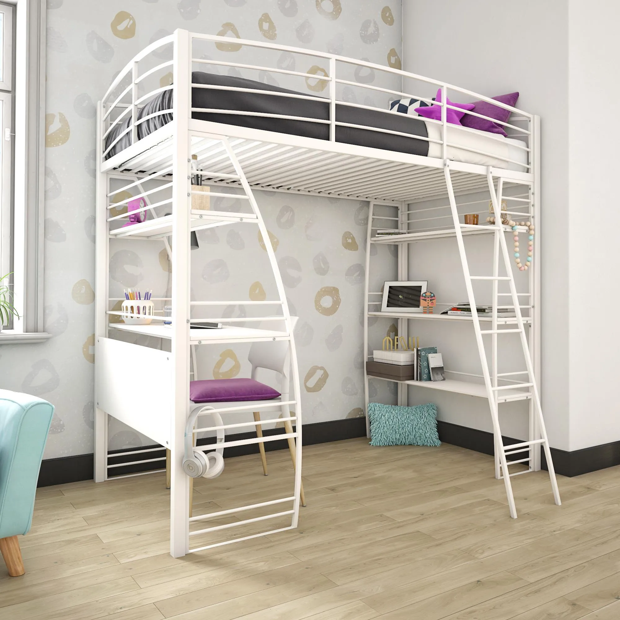 Sage Studio Metal Loft Bed with Desk