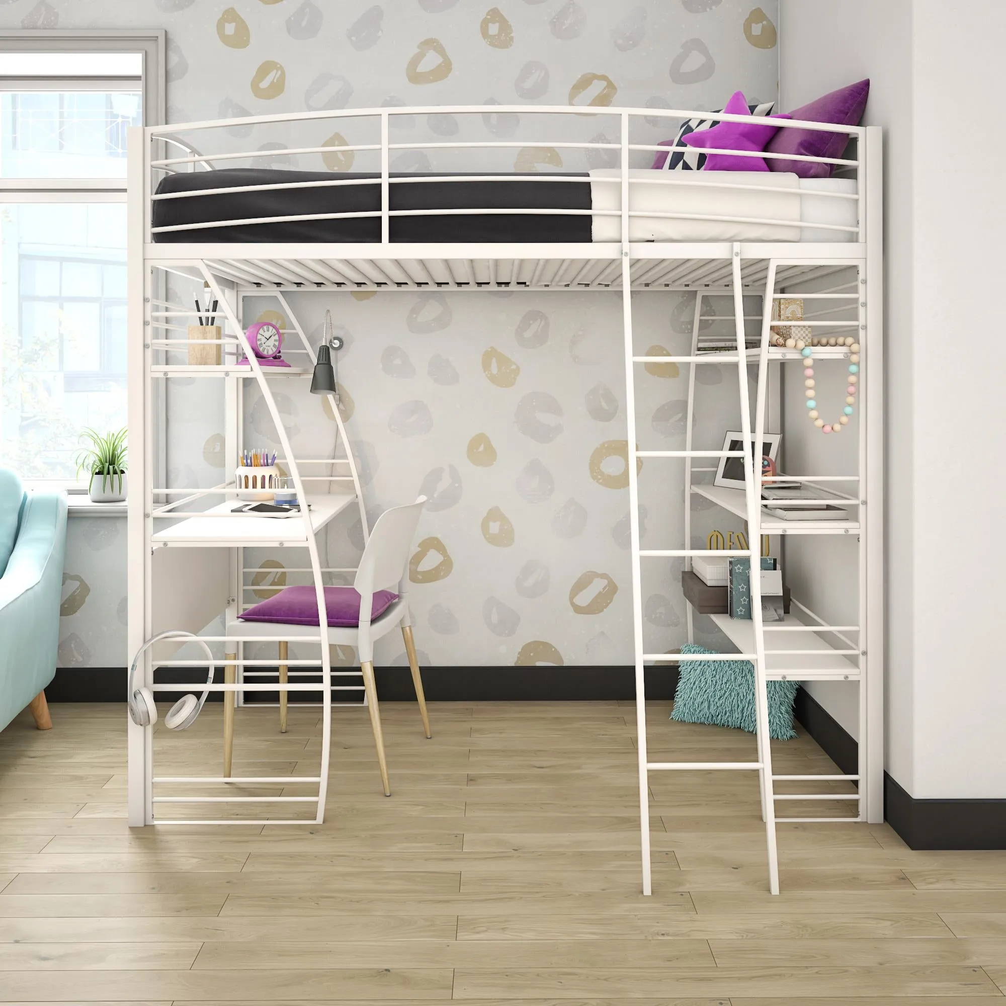 Sage Studio Metal Loft Bed with Desk