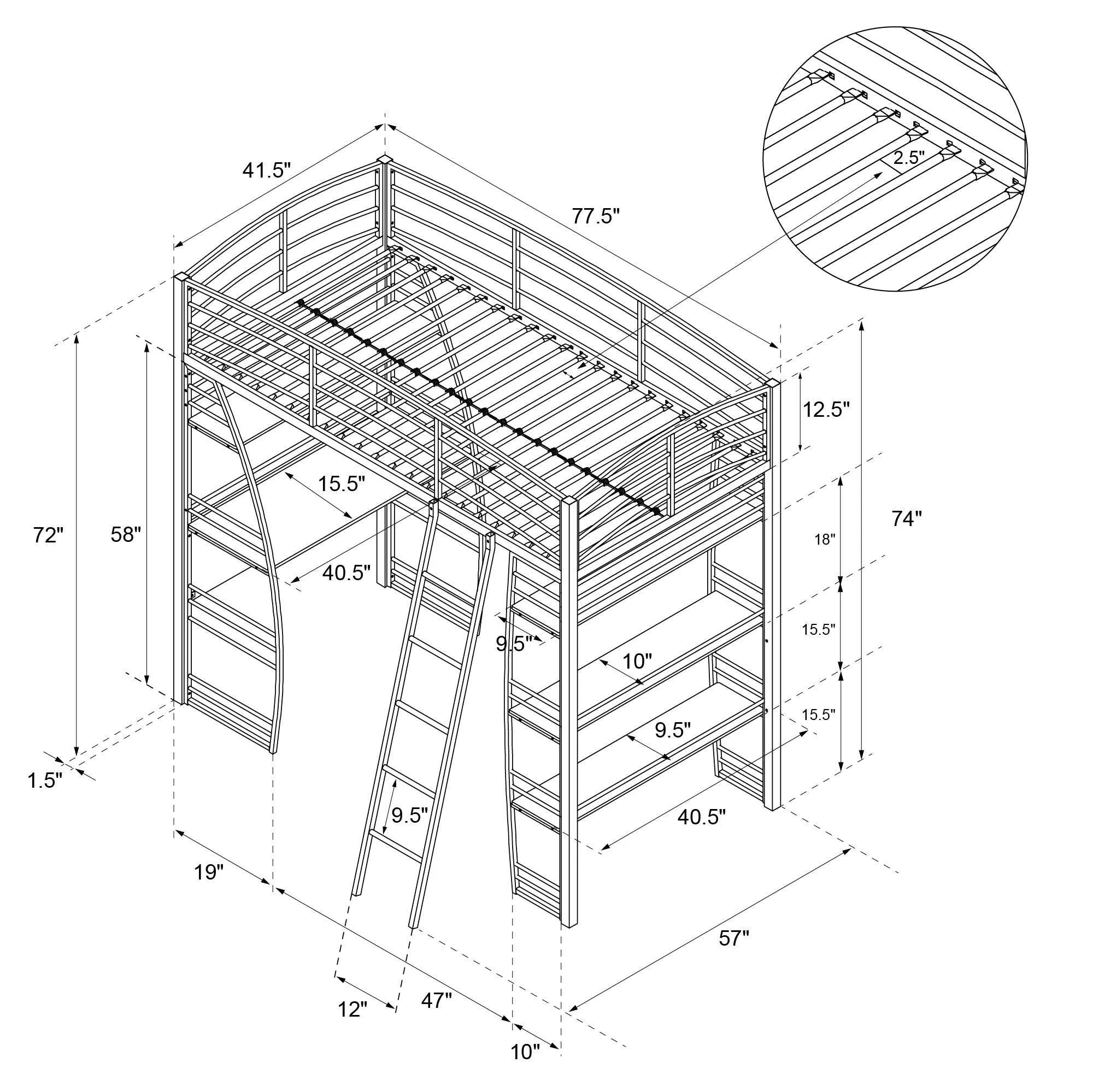 Sage Studio Metal Loft Bed with Desk