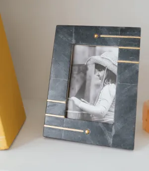 Sammita Black Marble Carved Picture Frame - 4x6