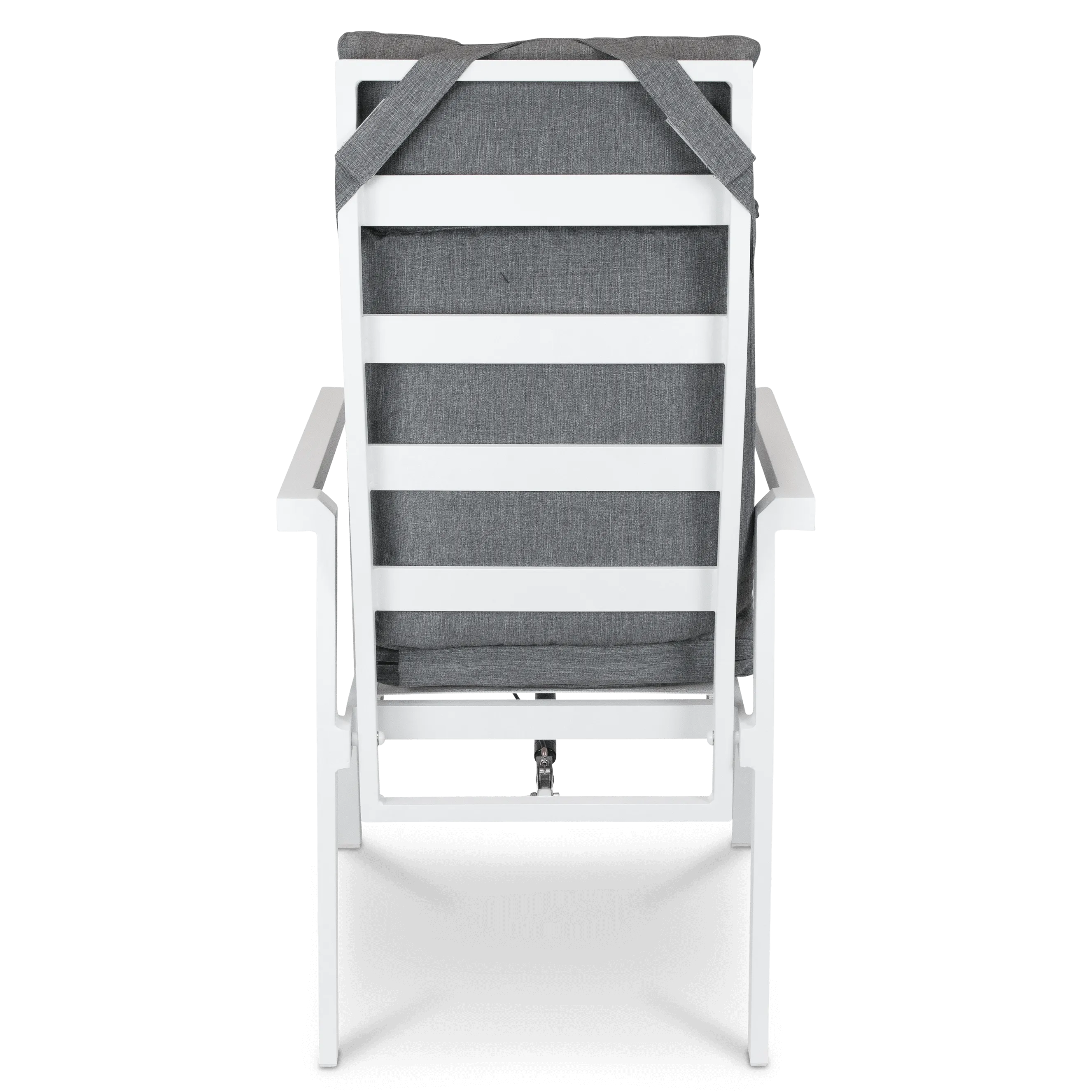 San Sebastian Reclining Dining Chair in Arctic White and Platinum Olefin Cushions