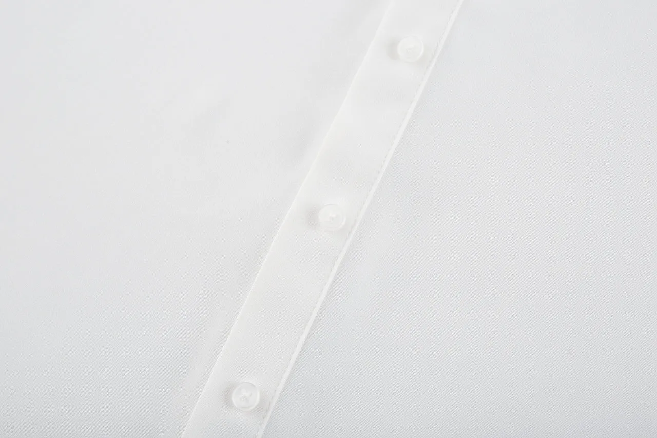 Satin Crepe Stand Collar Blouse
