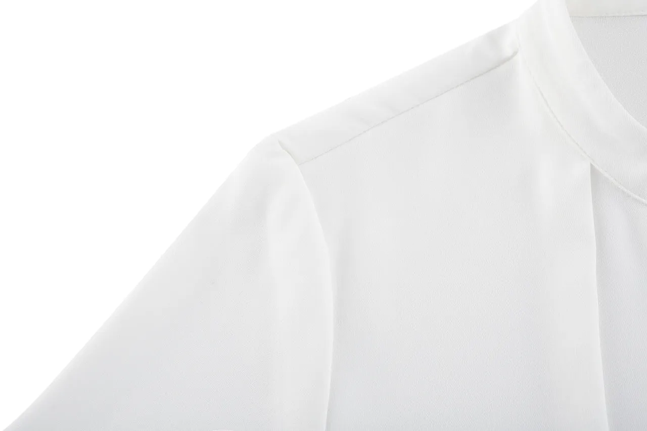 Satin Crepe Stand Collar Blouse